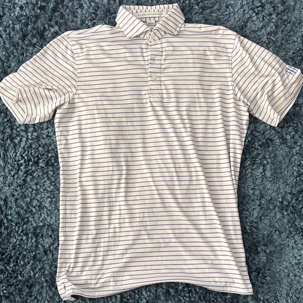 Classic White and Blue Striped Polo Shirt